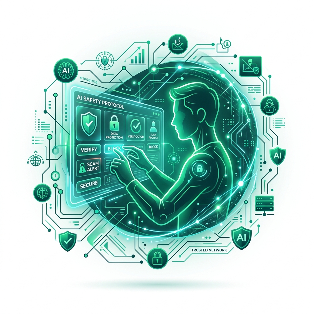Digital security illustration representing AI scams